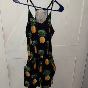 Pineapple Print Black Romper